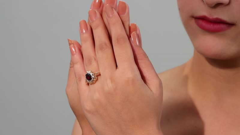 Mirage Collection Premium Anthill Garnet and G-H I3 Diamond 1.60 ctw Ring in 10K Rose Gold