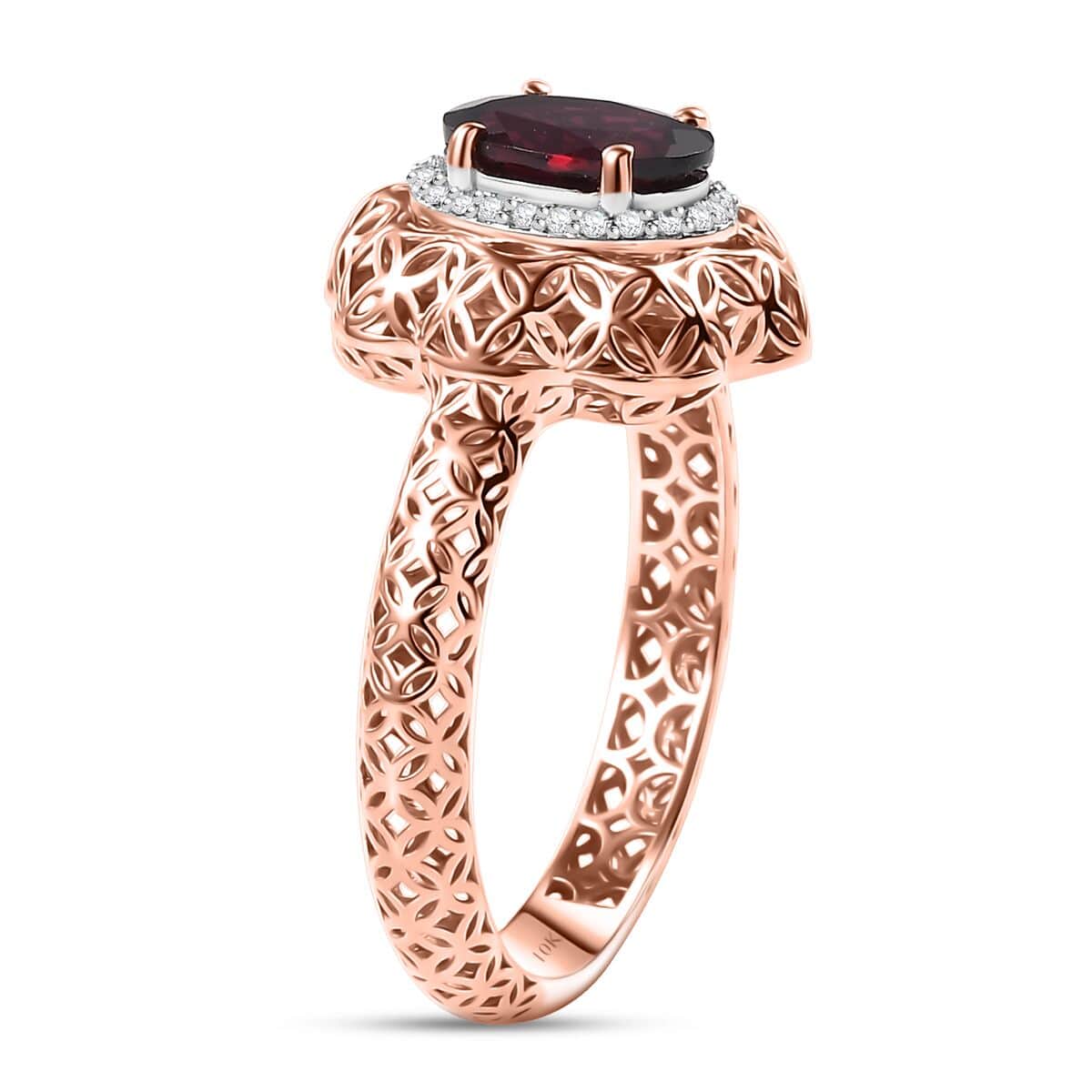 Mirage Collection Luxoro Premium Anthill Garnet and G-H I3 Diamond 1.60 ctw Ring in 10K Rose Gold (Size 10.0) image number 3