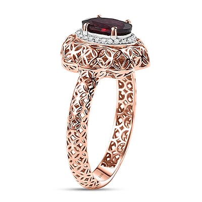 Mirage Collection Luxoro Premium Anthill Garnet and G-H I3 Diamond 1.60 ctw Ring in 10K Rose Gold (Size 10.0)