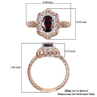 Mirage Collection Luxoro Premium Anthill Garnet and G-H I3 Diamond 1.60 ctw Ring in 10K Rose Gold (Size 10.0)