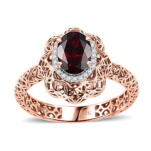 Mirage Collection Luxoro Premium Anthill Garnet and G-H I3 Diamond 1.60 ctw Ring in 10K Rose Gold (Size 6.0)