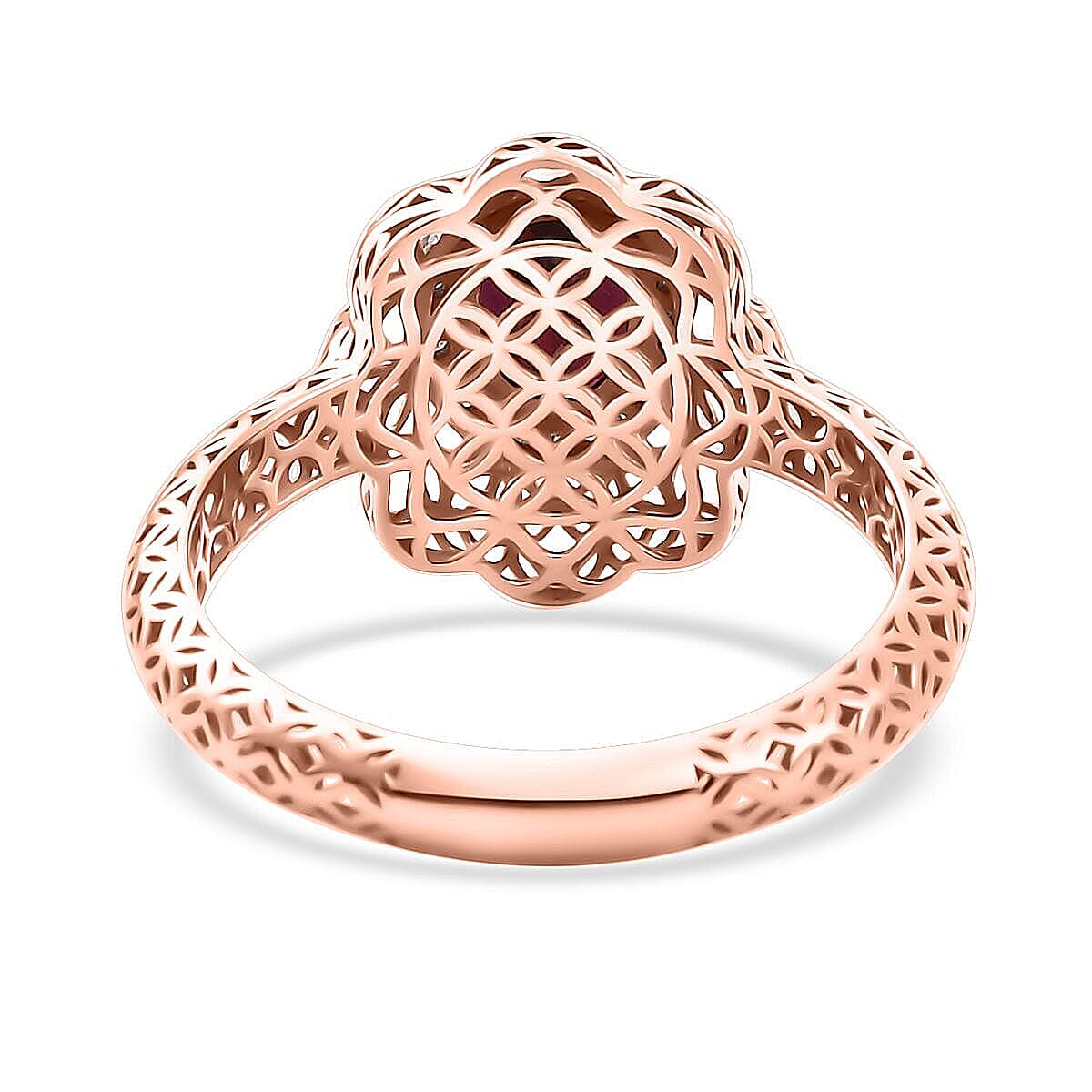 Mirage Collection Luxoro Premium Anthill Garnet and G-H I3 Diamond 1.60 ctw Ring in 10K Rose Gold (Size 7.5) image number 4