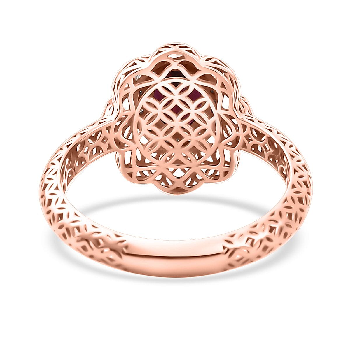 Mirage Collection Luxoro Premium Anthill Garnet and G-H I3 Diamond 1.60 ctw Ring in 10K Rose Gold (Size 8.0) image number 4