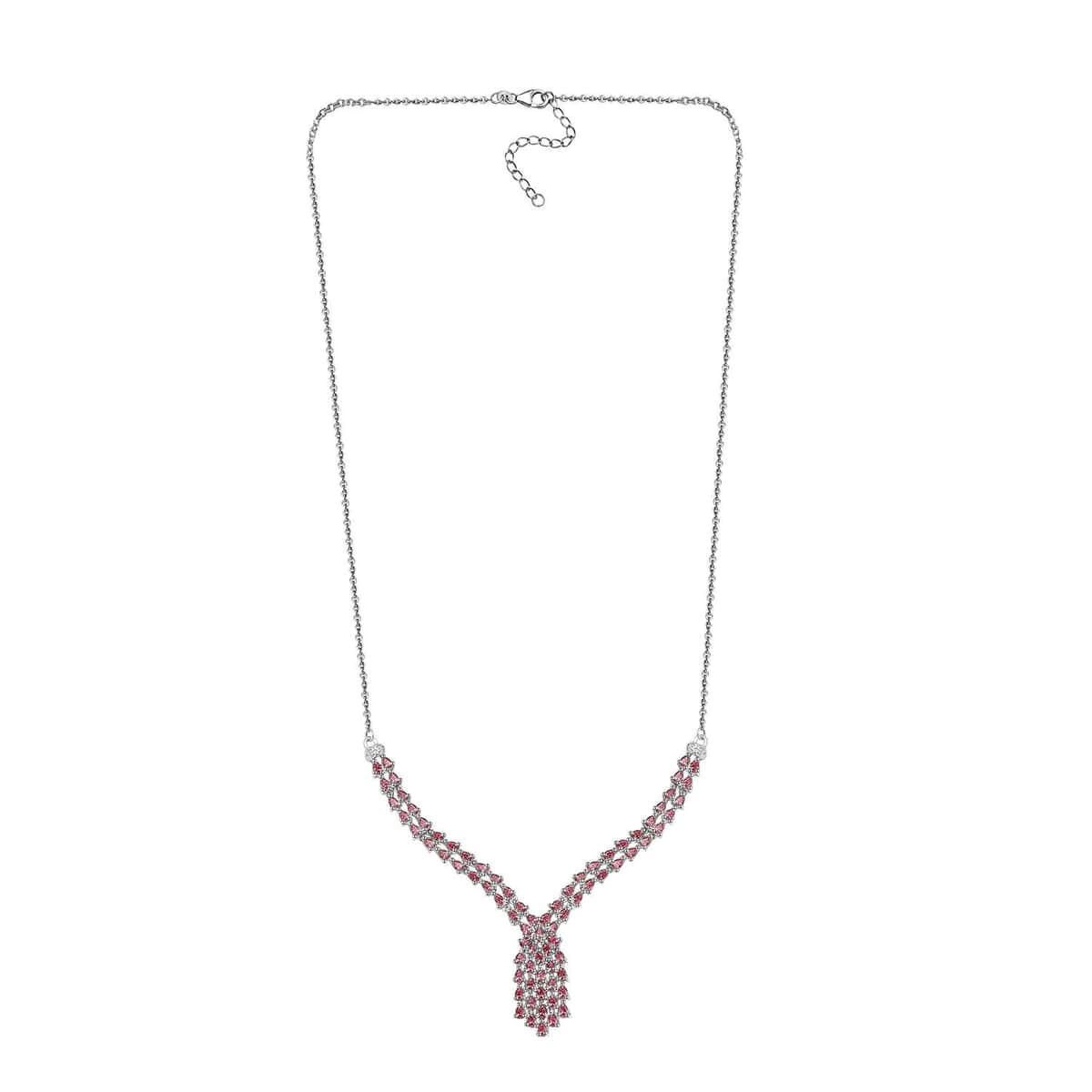 J Francis Embellished with Fancy Pink Zirconia by Swarovski 6.25 ctw Waterfall Necklace in Rhodium Over Sterling Silver 18 Inches image number 3