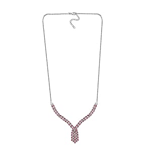 J Francis Embellished with Fancy Pink Zirconia by Swarovski 6.25 ctw Waterfall Necklace in Rhodium Over Sterling Silver 18 Inches