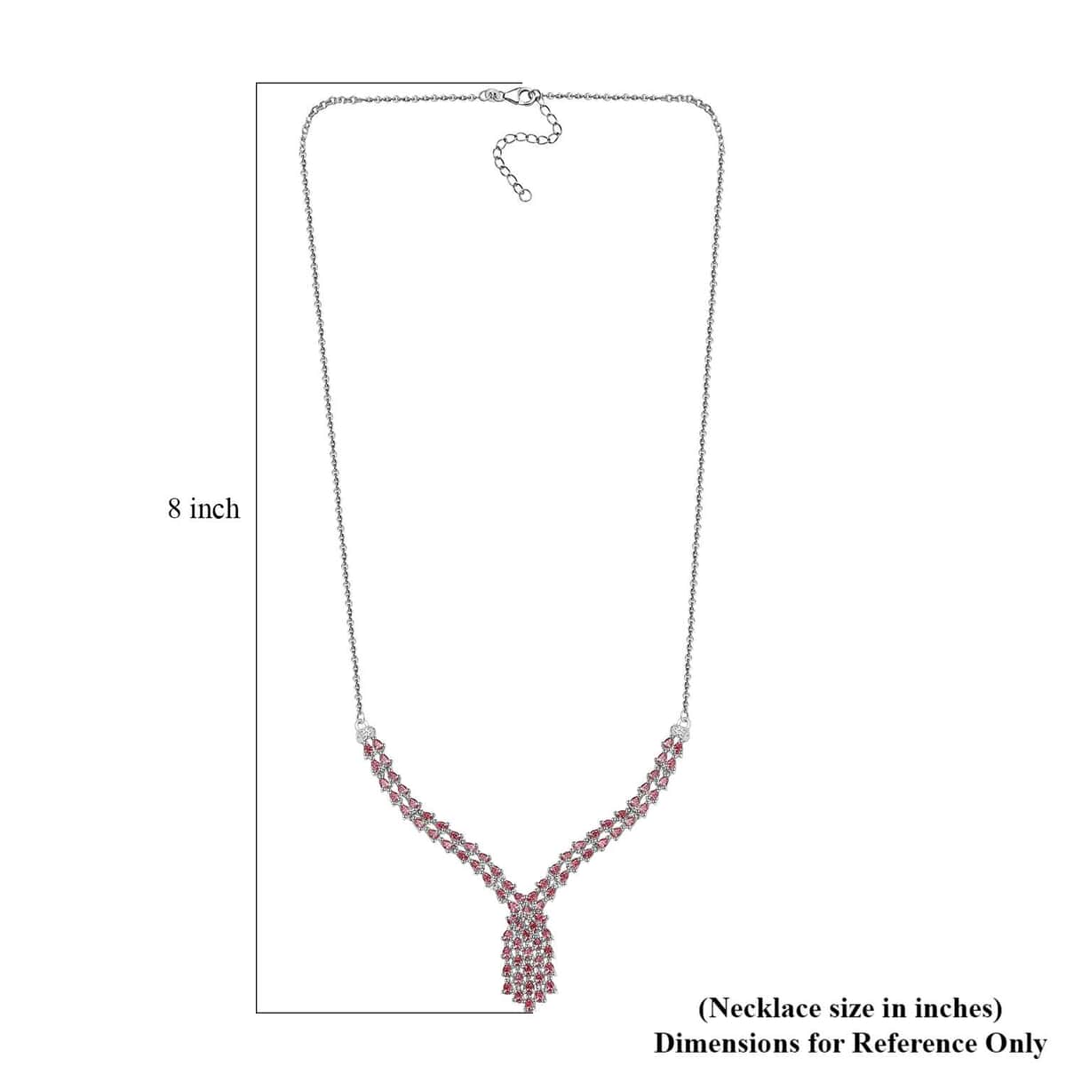 J Francis Embellished with Fancy Pink Zirconia by Swarovski 6.25 ctw Waterfall Necklace in Rhodium Over Sterling Silver 18 Inches image number 5