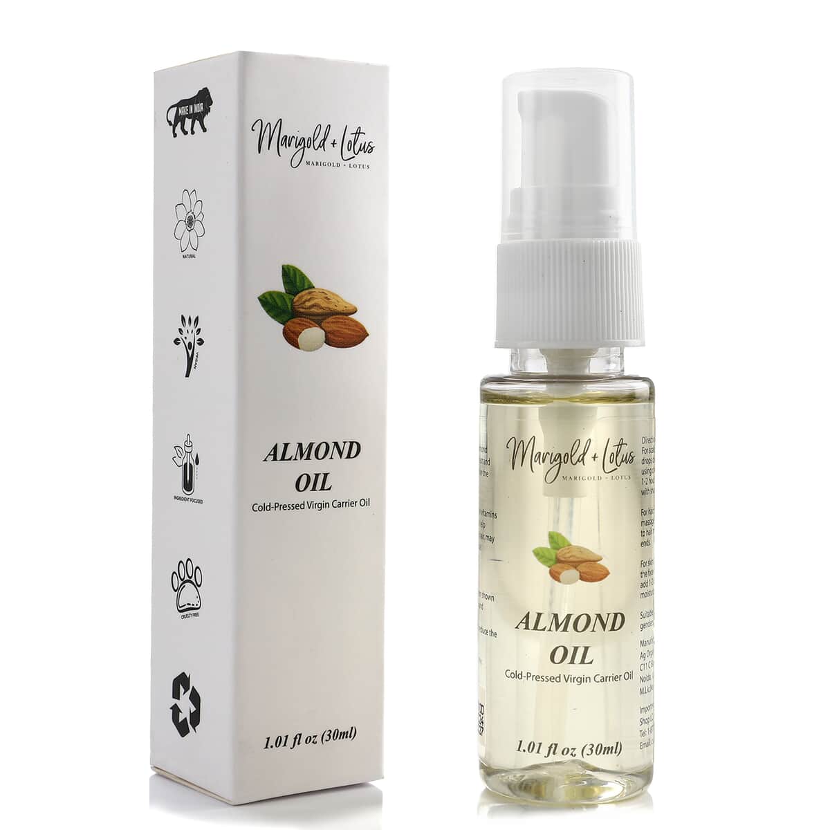 Ankur's Treasure Chest Marigold and Lotus Cold-Pressed Virgin Carrier Almond Oil 1.01oz image number 0