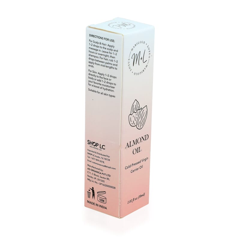Marigold and Lotus Cold-Pressed Virgin Carrier Almond Oil 1.01oz