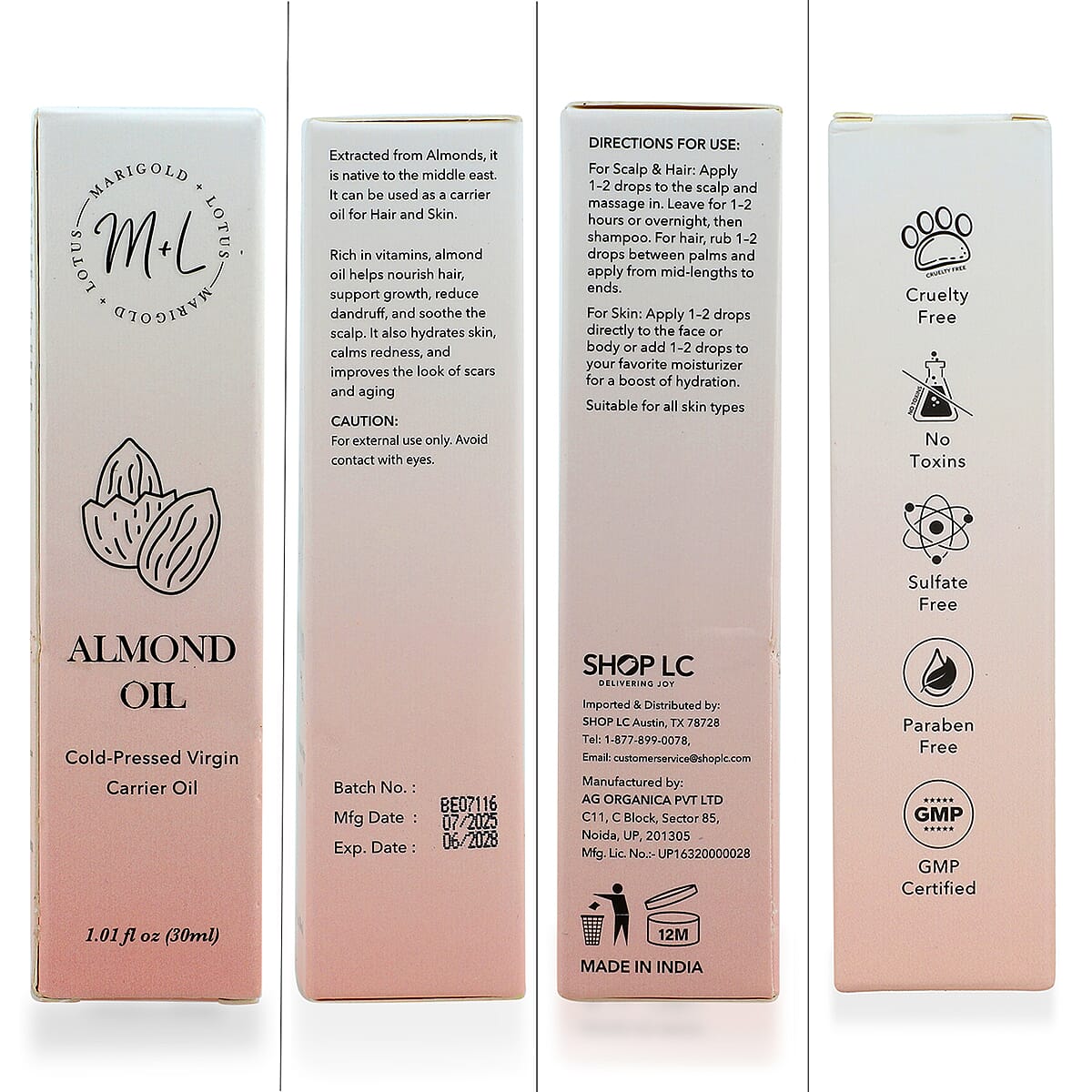 Marigold and Lotus Cold-Pressed Virgin Carrier Almond Oil 1.01oz image number 7