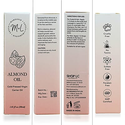 Marigold and Lotus Cold-Pressed Virgin Carrier Almond Oil 1.01oz