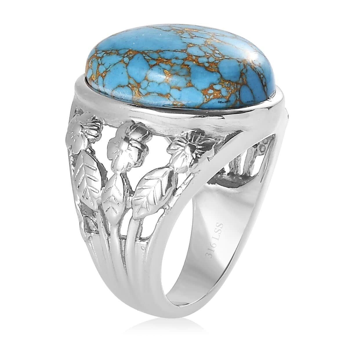 Mojave Blue Turquoise 9.40 ctw Solitaire Ring in Stainless Steel (Size 10.0)  image number 3