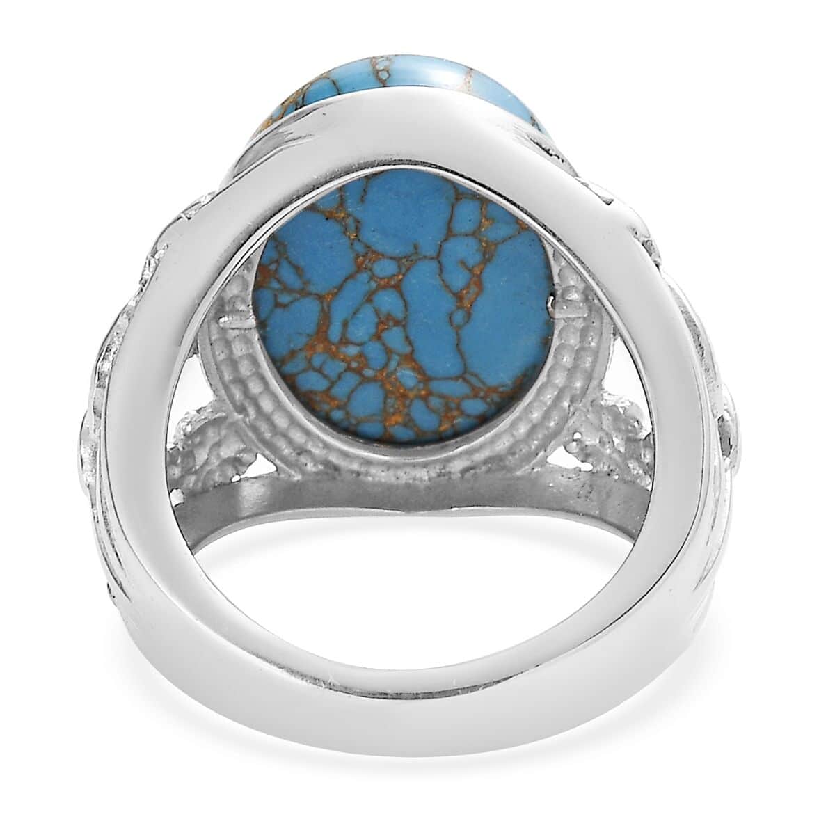 Mojave Blue Turquoise 9.40 ctw Solitaire Ring in Stainless Steel (Size 10.0)  image number 4