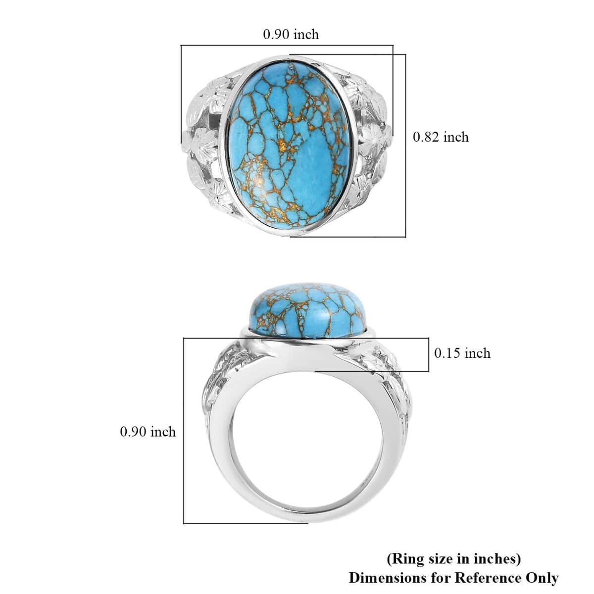 Mojave Blue Turquoise 9.40 ctw Solitaire Ring in Stainless Steel (Size 10.0)  image number 5