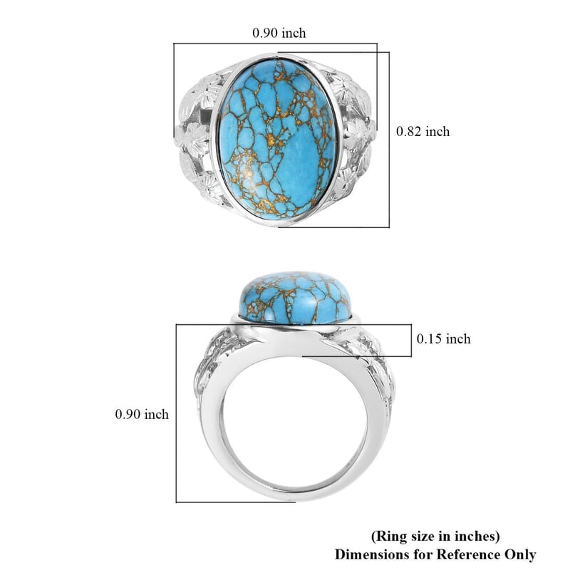 Mojave Blue Turquoise 9.40 ctw Solitaire Ring in Stainless Steel (Size 10.0)