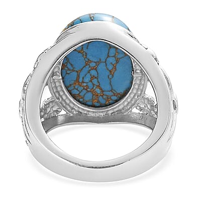 Mojave Blue Turquoise 9.40 ctw Solitaire Ring in Stainless Steel (Size 5.0)