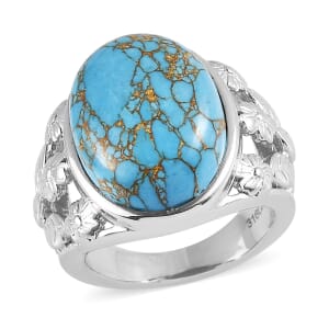 Mojave Blue Turquoise 9.40 ctw Solitaire Ring in Stainless Steel (Size 7.0) 