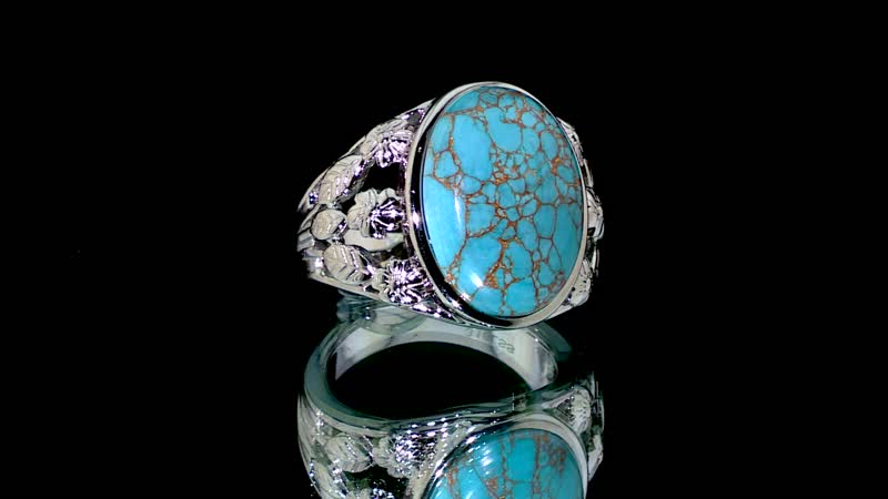 Mojave Blue Turquoise Solitaire Ring in Stainless Steel (Size 10.0) 9.40 ctw