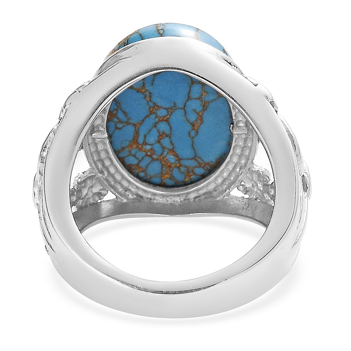 Mojave Blue Turquoise 9.40 ctw Solitaire Ring in Stainless Steel (Size 9.0)  image number 4