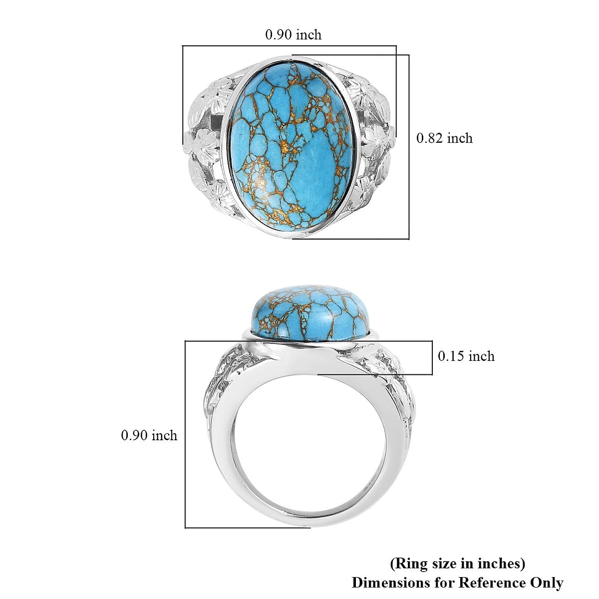 Mojave Blue Turquoise 9.40 ctw Solitaire Ring in Stainless Steel (Size 9.0)  image number 5