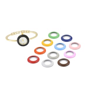 Strada Japanese Movement Watch with 12pcs Replacement Bezels in Goldtone (26.16mm)