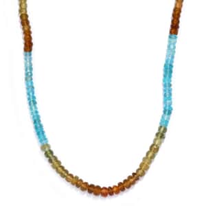 Colors of Apatite 100.00 ctw Beaded Necklace in Rhodium Over Sterling Silver 18-20 Inches