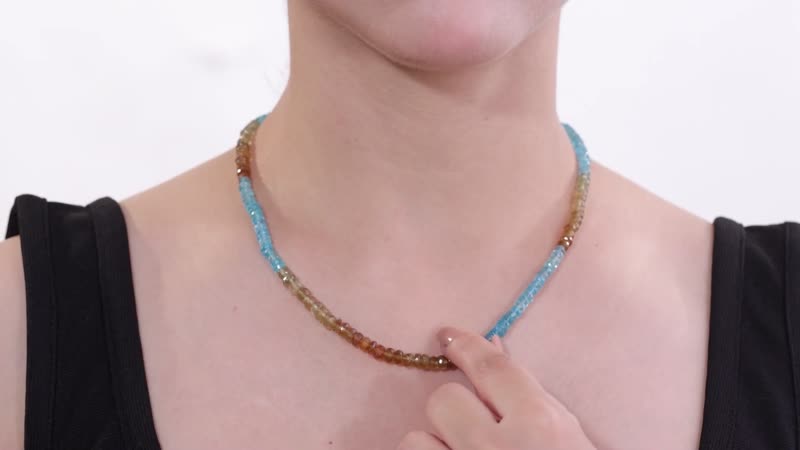 Colors of Apatite 100.00 ctw Beaded Necklace in Rhodium Over Sterling Silver 18-20 Inches