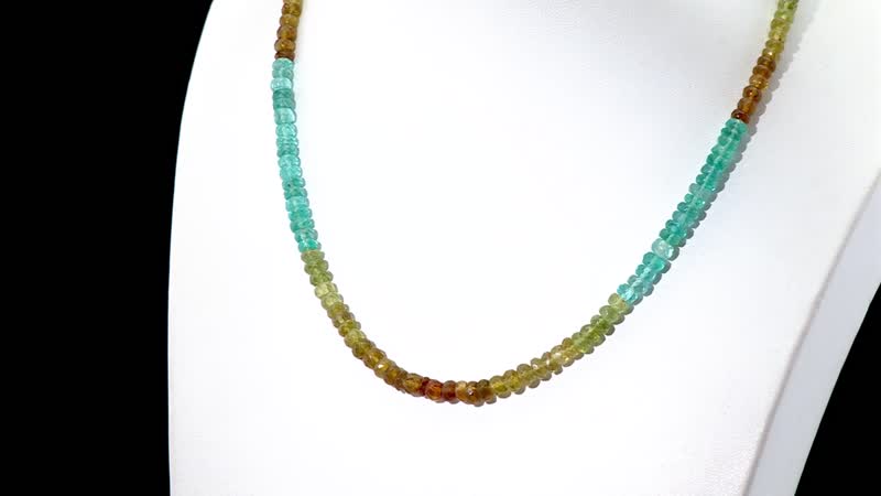 Colors of Apatite 100.00 ctw Beaded Necklace in Rhodium Over Sterling Silver 18-20 Inches
