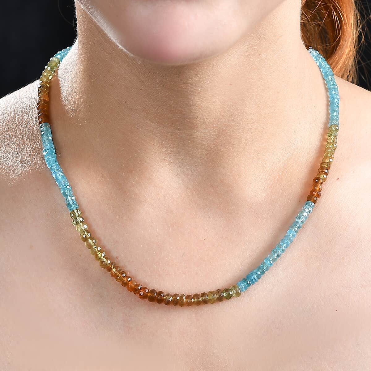 Colors of Apatite 100.00 ctw Beaded Necklace in Rhodium Over Sterling Silver 18-20 Inches image number 2