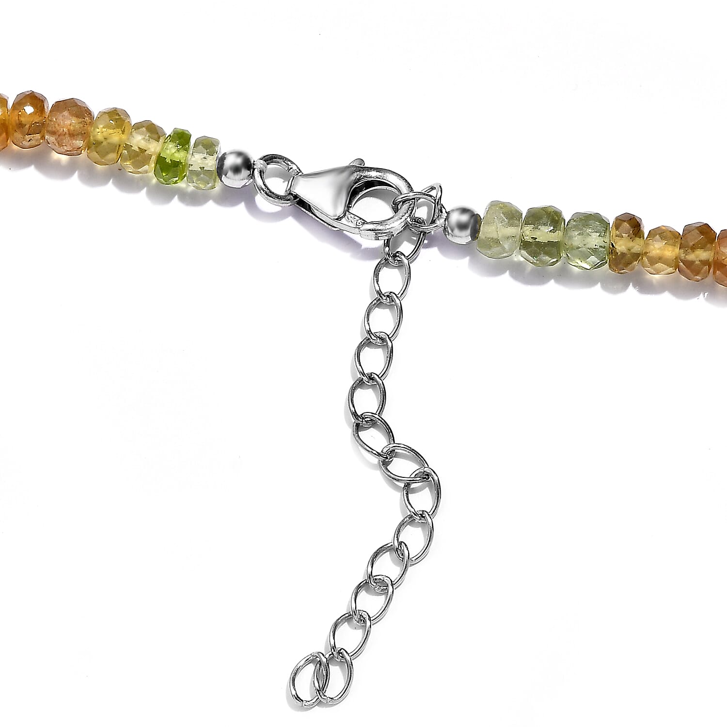 Colors of Apatite 100.00 ctw Beaded Necklace in Rhodium Over Sterling Silver 18-20 Inches