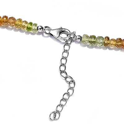 Colors of Apatite 100.00 ctw Beaded Necklace in Rhodium Over Sterling Silver 18-20 Inches