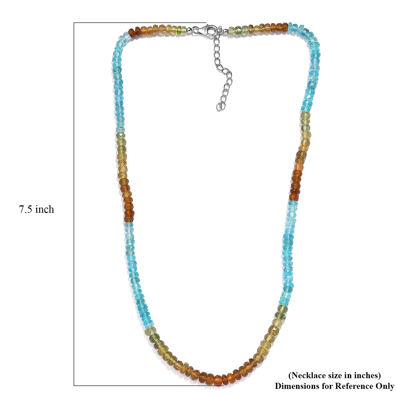 Colors of Apatite 100.00 ctw Beaded Necklace in Rhodium Over Sterling Silver 18-20 Inches