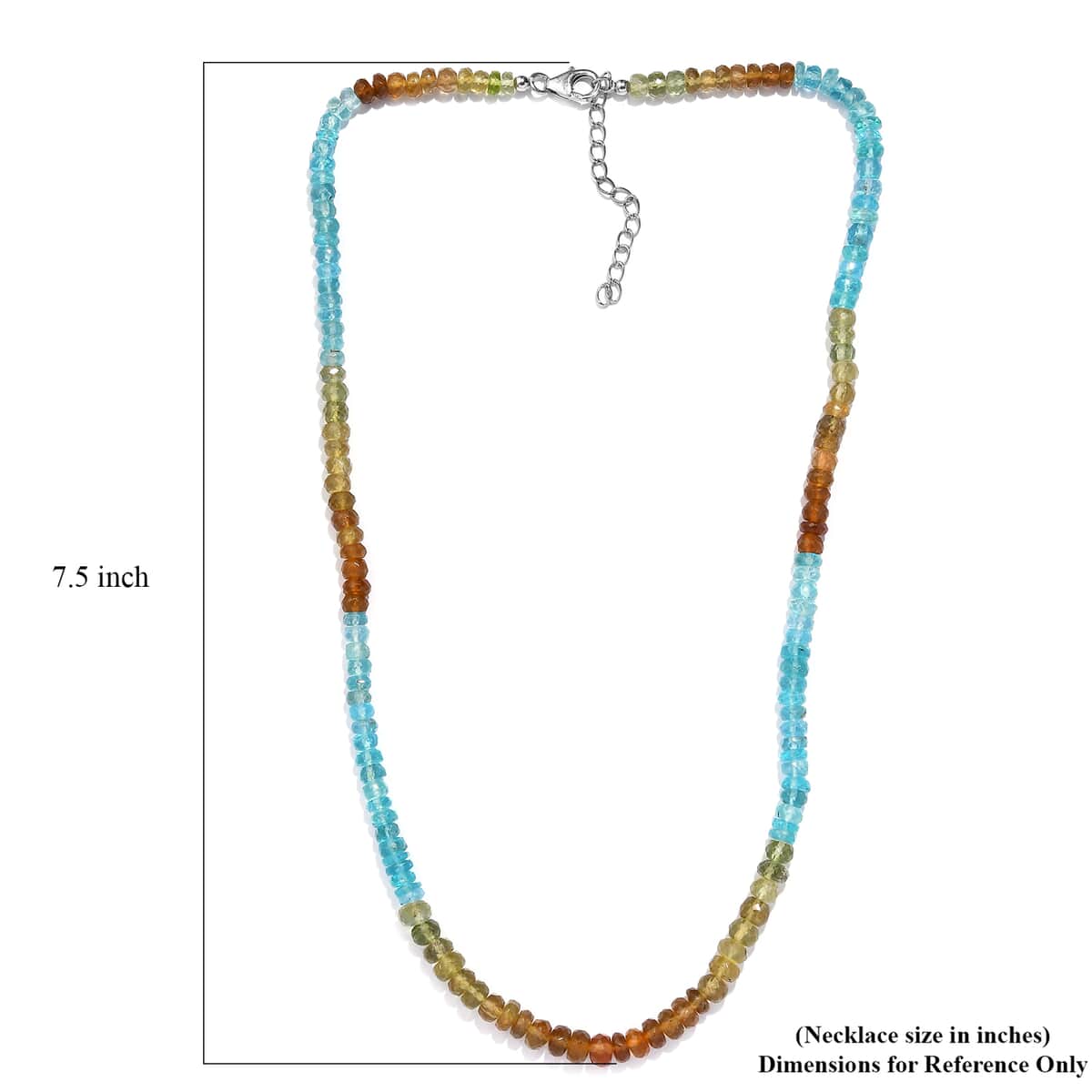 Colors of Apatite 100.00 ctw Beaded Necklace in Rhodium Over Sterling Silver 18-20 Inches image number 5