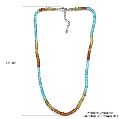 Colors of Apatite 100.00 ctw Beaded Necklace in Rhodium Over Sterling Silver 18-20 Inches