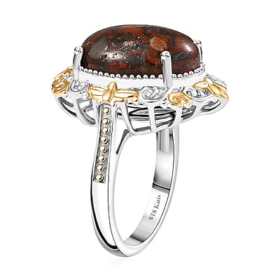 Karis Poppy Jasper 8.85 ctw Ring in 18K YG Plated and Platinum Bond (Size 10.0)
