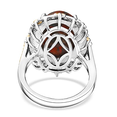 Karis Poppy Jasper 8.85 ctw Ring in 18K YG Plated and Platinum Bond (Size 10.0)