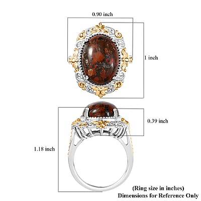 Karis Poppy Jasper 8.85 ctw Ring in 18K YG Plated and Platinum Bond (Size 10.0)