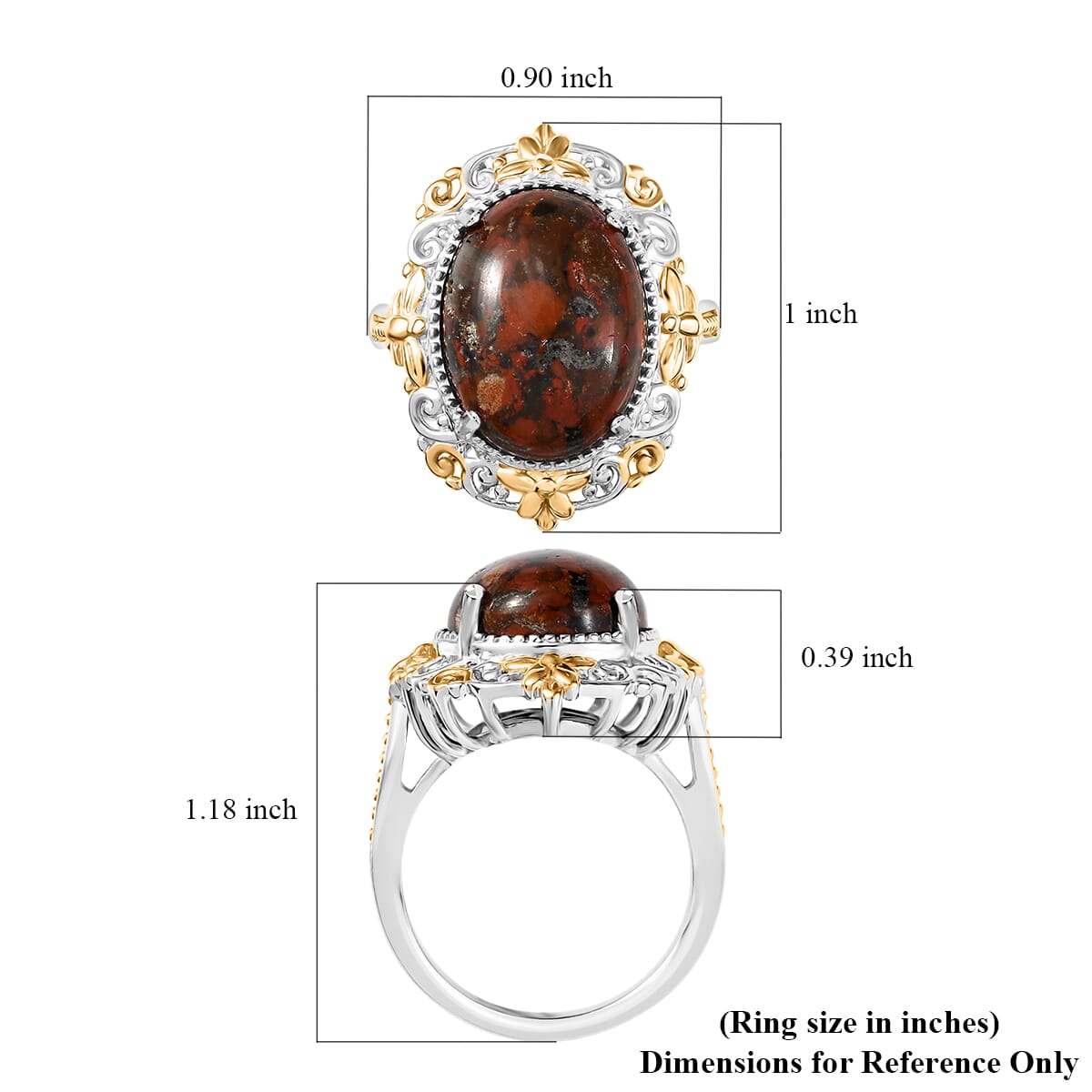 Karis Poppy Jasper 8.85 ctw Ring in 18K YG Plated and Platinum Bond (Size 6.0) image number 5