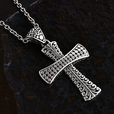 Bali Legacy Cross Pendant in Sterling Silver 5.25 Grams