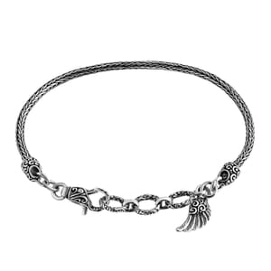 Bali Legacy Bracelet with Feather Charm in Sterling Silver (8.00 In) 9.65 Grams