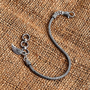 Bali Legacy Bracelet with Feather Charm in Sterling Silver (8.00 In) 9.65 Grams