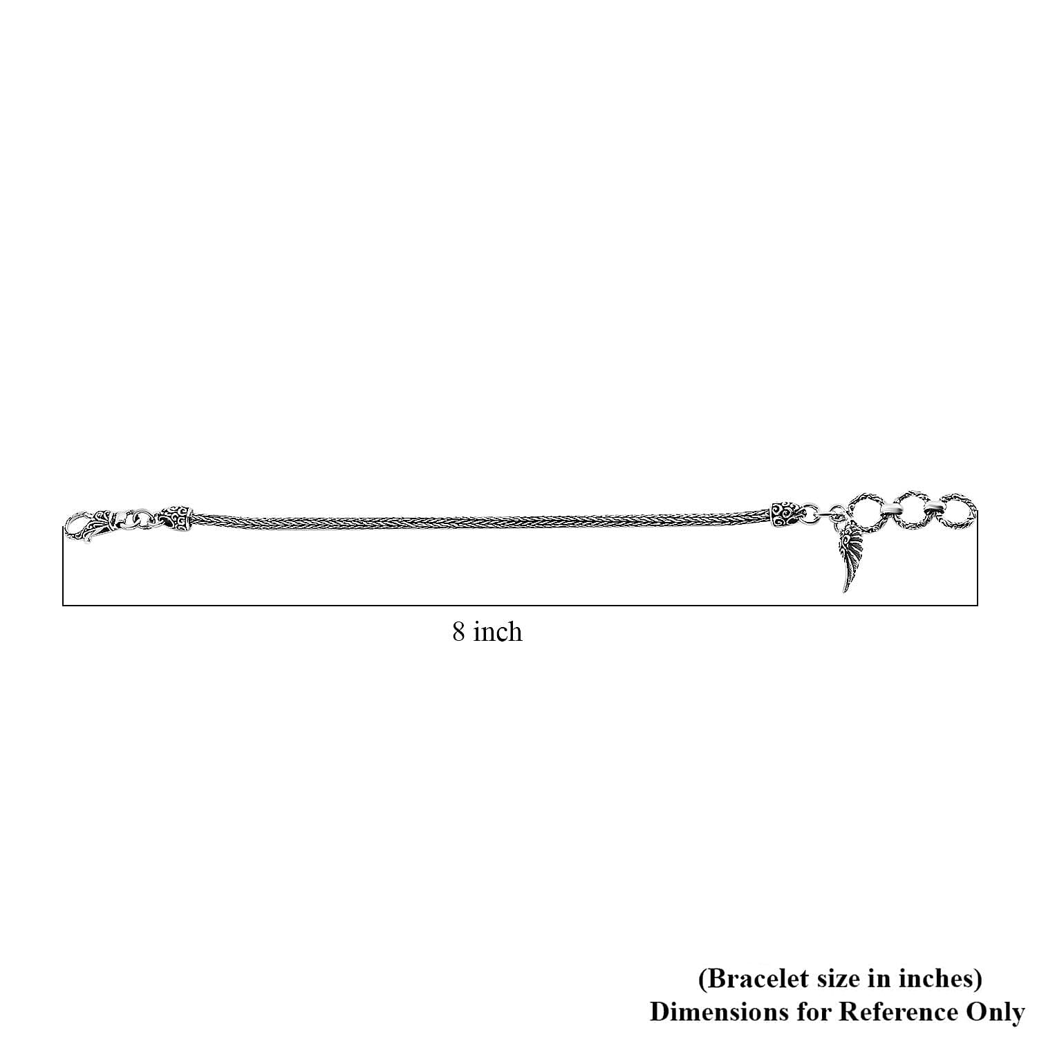 Bali Legacy Bracelet with Feather Charm in Sterling Silver (8.00 In) 9.65 Grams