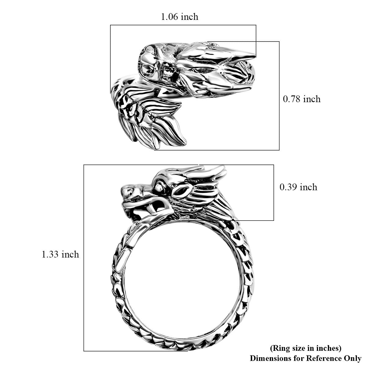 Bali Legacy Dragon Ring in Sterling Silver (Size 8.0) 8.75 Grams image number 5