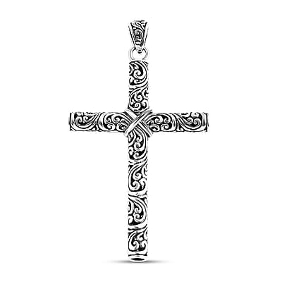 Bali Legacy Filigree Cross Pendant in Sterling Silver 5.90 Grams
