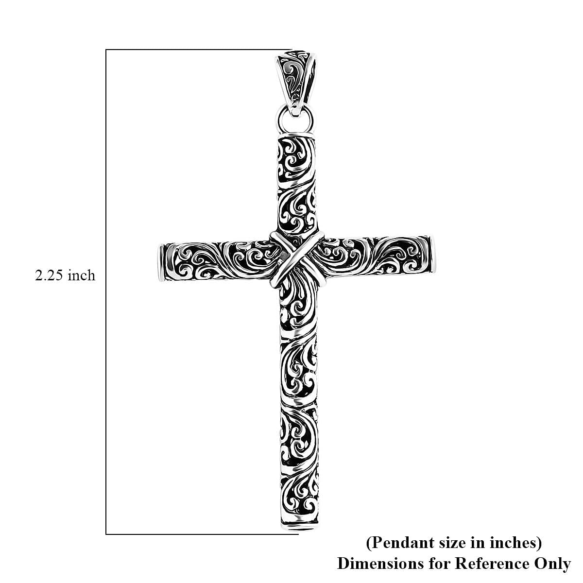Bali Legacy Filigree Cross Pendant in Sterling Silver 5.90 Grams