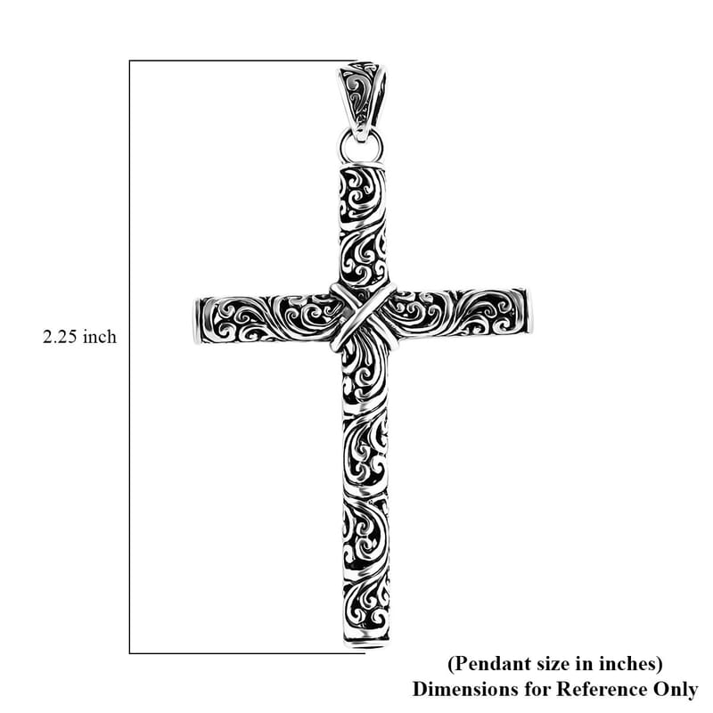 Bali Legacy Filigree Cross Pendant in Sterling Silver 5.90 Grams
