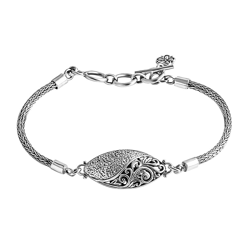 Bali Legacy Tulang Naga Chain Hammer Texture Bracelet in Sterling Silver (8.00 In) 10.60 Grams