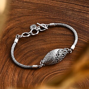 Bali Legacy Tulang Naga Chain Hammer Texture Bracelet in Sterling Silver (8.00 In) 10.60 Grams