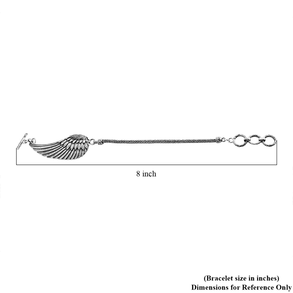 Bali legacy Sterling Silver Feather with Tulang Naga Chain Bracelet (6.50-8.0In) 13.70 Grams image number 4