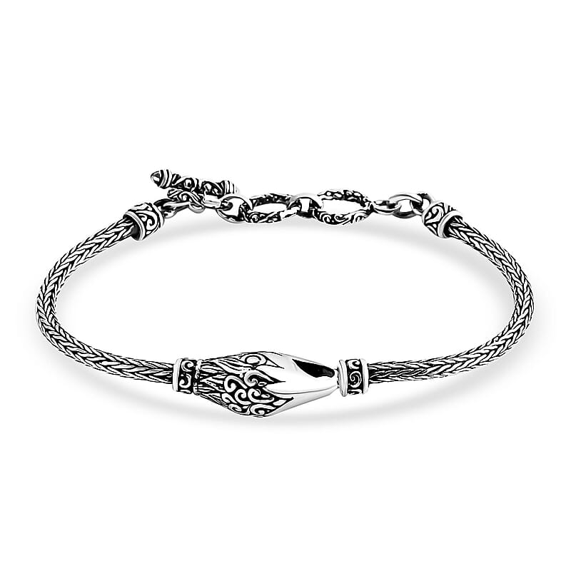 Bali Legacy Sterling Silver Eagle Face Bracelet (6.50 In) 9.61 Grams