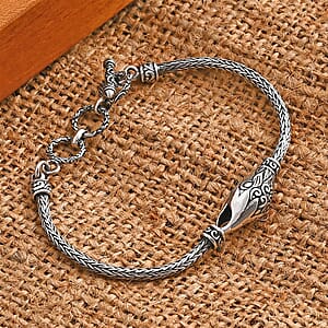 Bali Legacy Sterling Silver Eagle Face Bracelet (6.50 In) 9.61 Grams